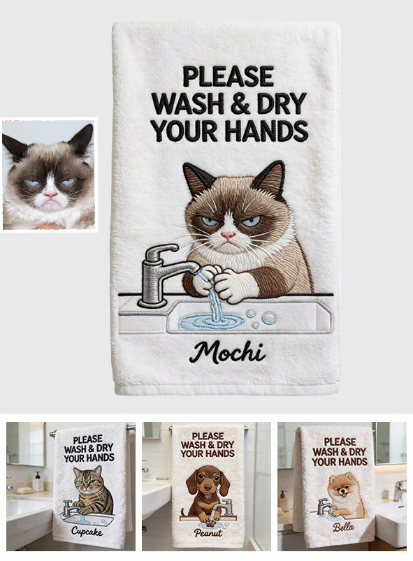 Please Wash & Dry Your Hands - Personalized Dog Towel