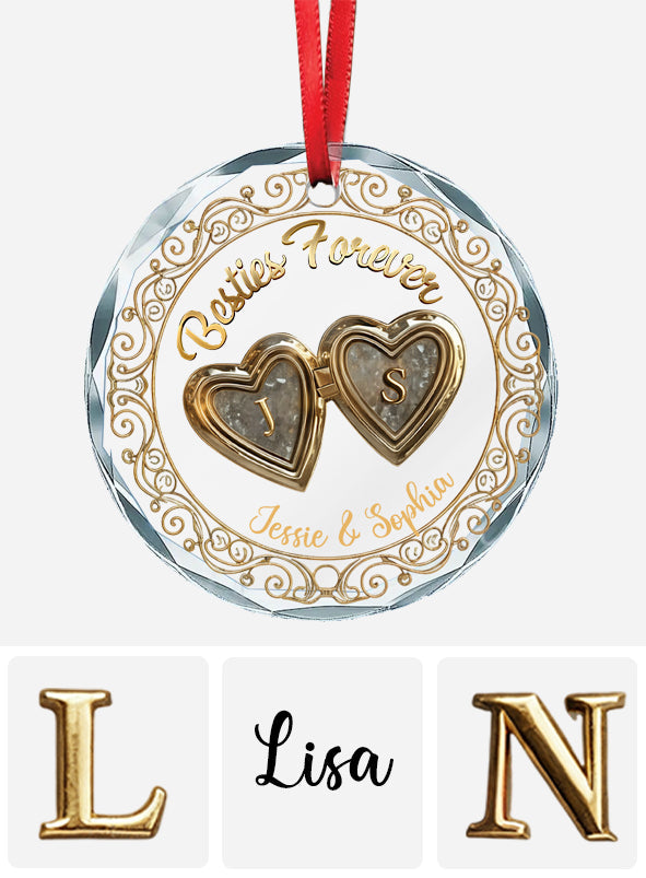Besties Forever - Personalized Bestie Round Shaped Glass Ornament