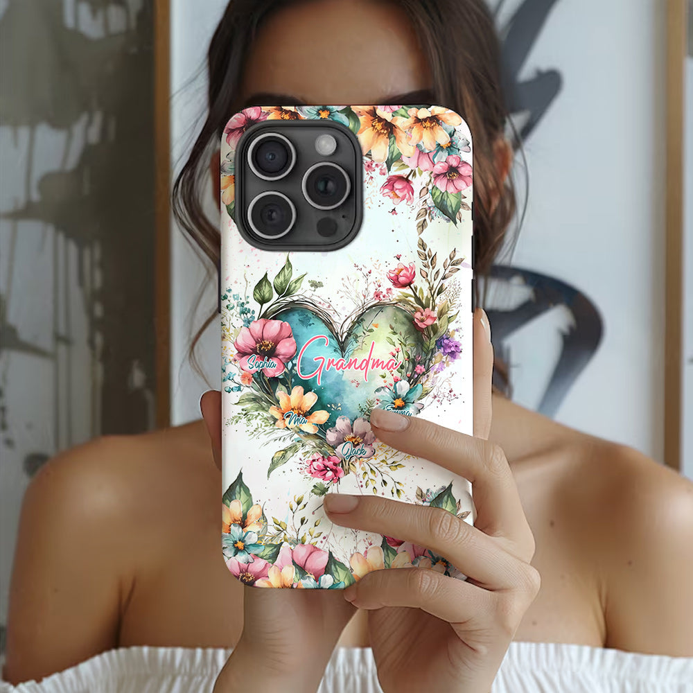 Grandma's Mom's Flowers - Personalized Grandma Full Print Phone Case