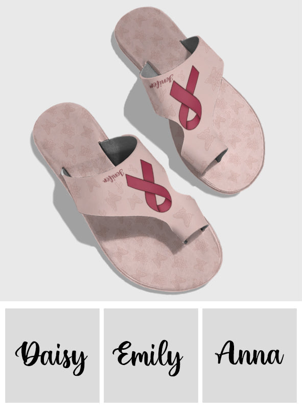Breast Cancer - Personalized Breast Cancer Awareness Open Toe Sandals
