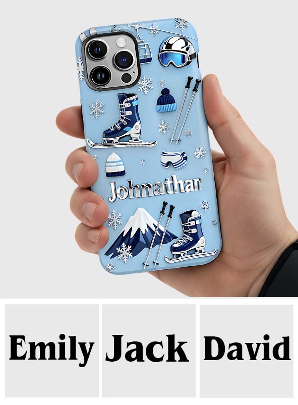 Le ski me rend heureux - Coque de téléphone personnalisée avec impression intégrale sur le thème du ski