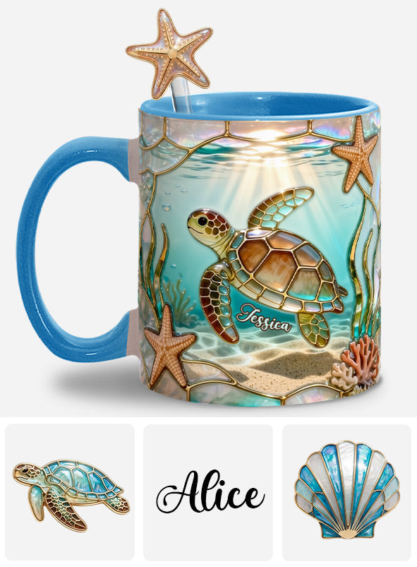 Ensemble tasse et agitateurs en acrylique Love Turtle - Mug personnalisé avec motif tortue