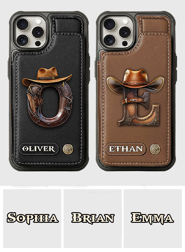 Western Style Name Initial Letter - Personalized Cowboy/Cowgirl Wallet Phone Case