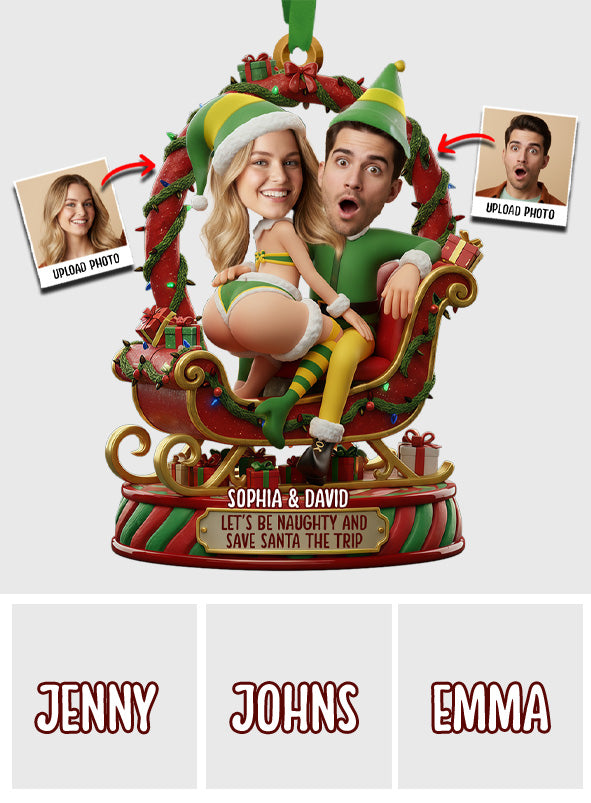Funny Elf - Personalized Couple Transparent Ornament