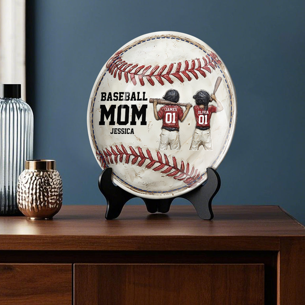 Baseball Mom - Personalized Mother Ceramic Round Plate