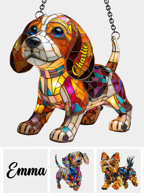 I Love My Dog - Personalized Dog Window Hanging Suncatcher Ornament