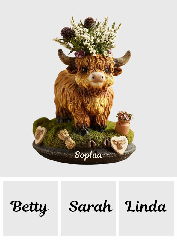 Adorable Cow - Personalized Highland Cow Custom Shape Acrylic Flower Vase