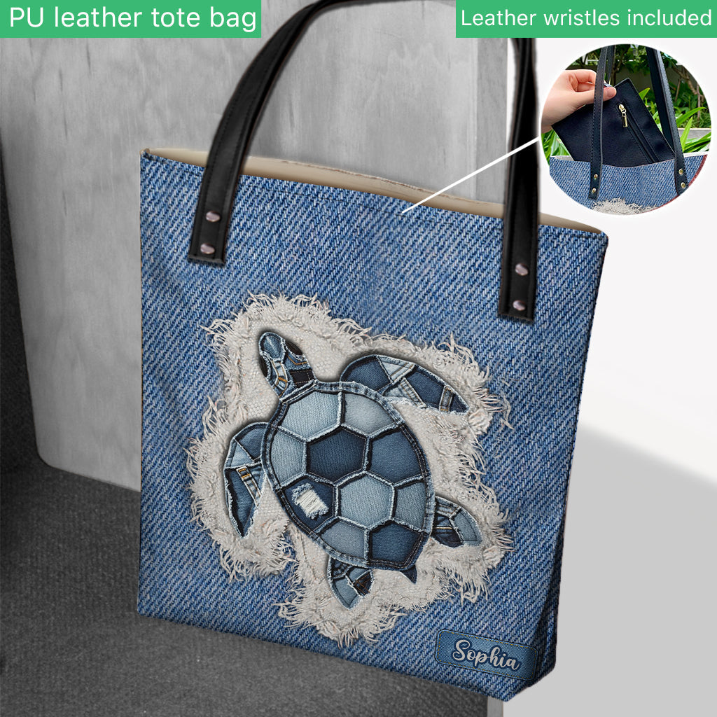Blue Turtle - Personalized Turtle Tote Bag