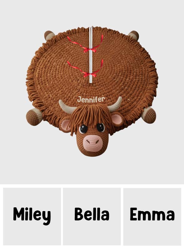 Cute Baby Cow - Personalized Highland Cow Shaped Tree Skirt