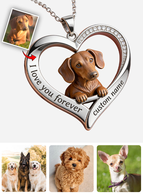 Custom From Any Photo - Personalized Dog Shaped Metal Pendant Necklace