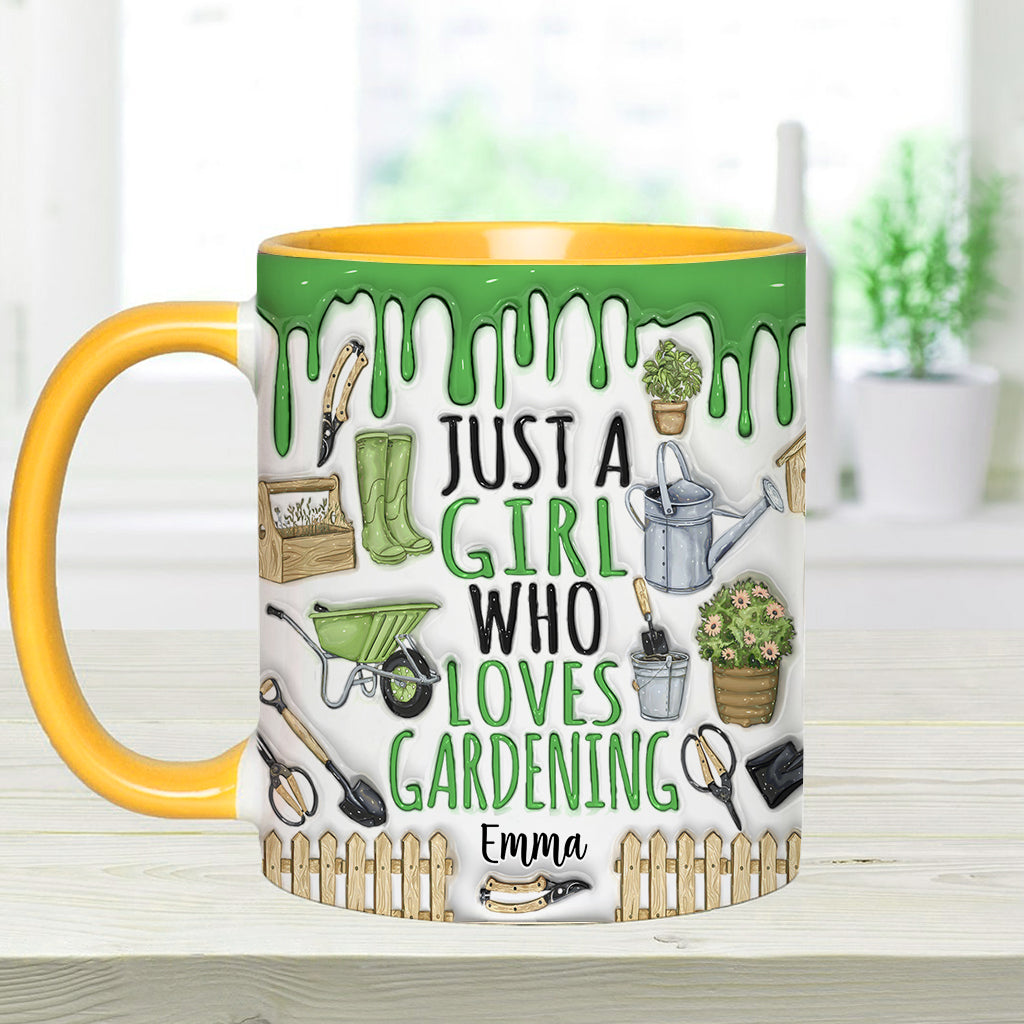 Just A Girl Who Loves Gardening - Personalized Gardening Accent Mug