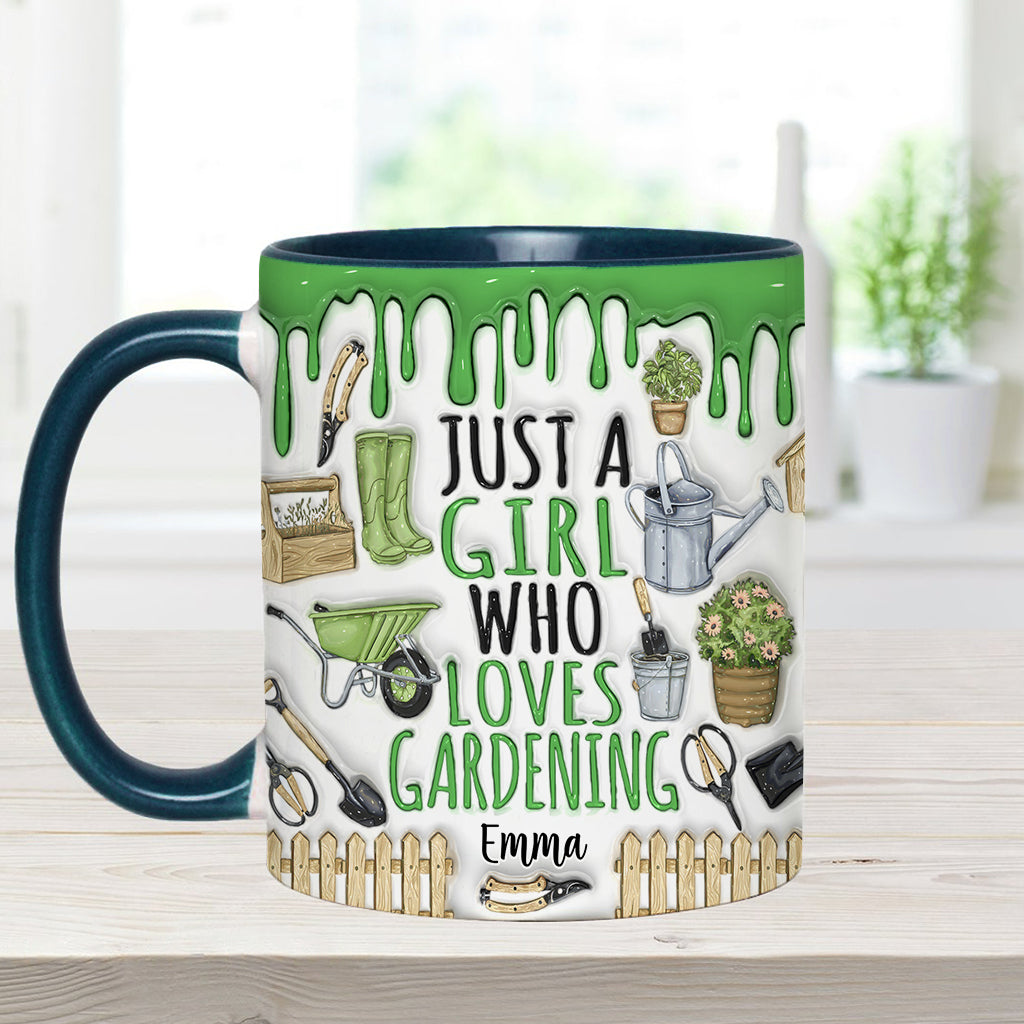 Just A Girl Who Loves Gardening - Personalized Gardening Accent Mug