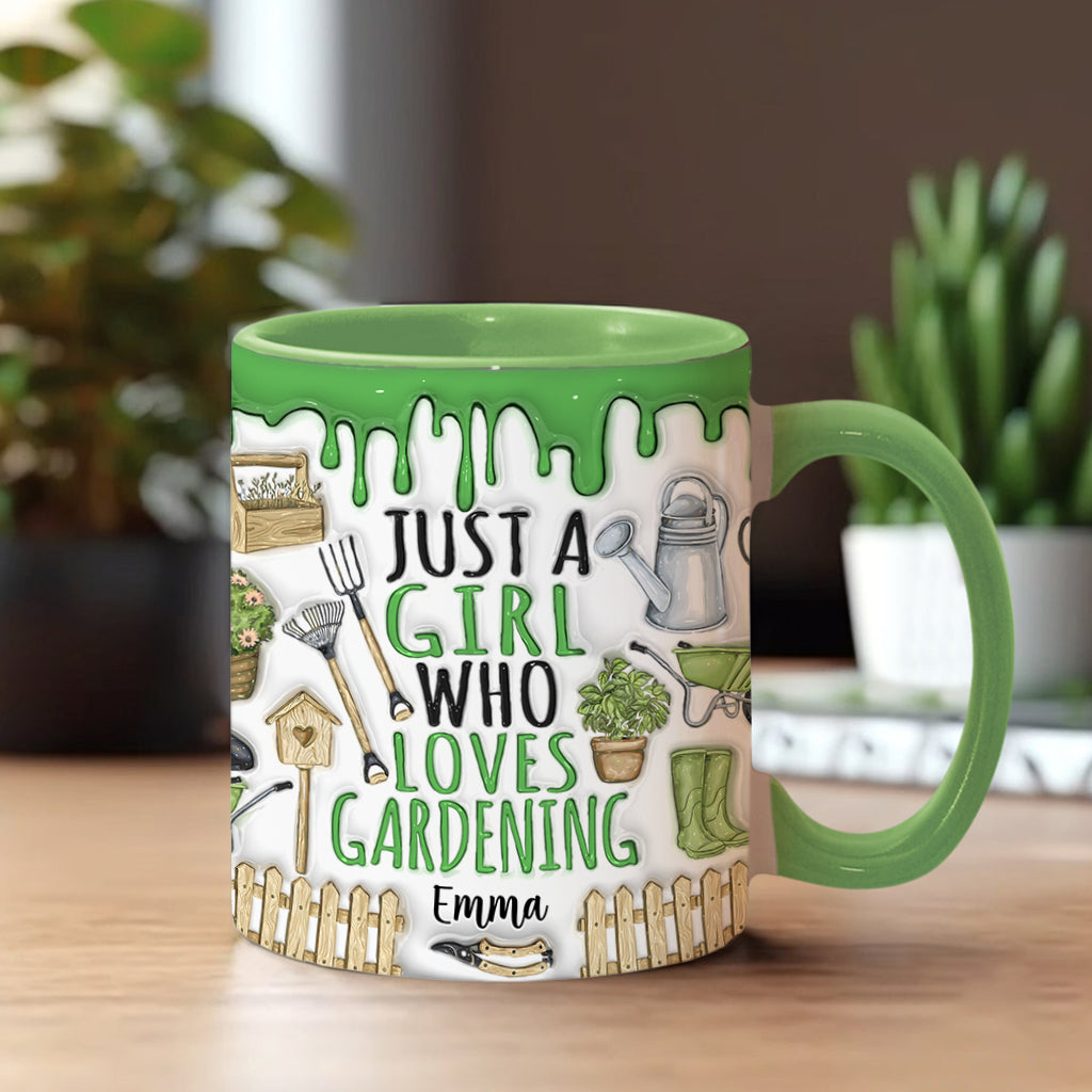 Just A Girl Who Loves Gardening - Personalized Gardening Accent Mug
