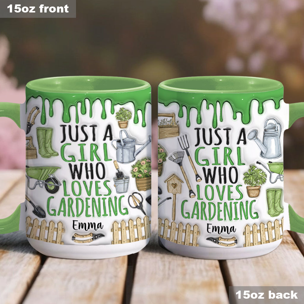 Just A Girl Who Loves Gardening - Personalized Gardening Accent Mug
