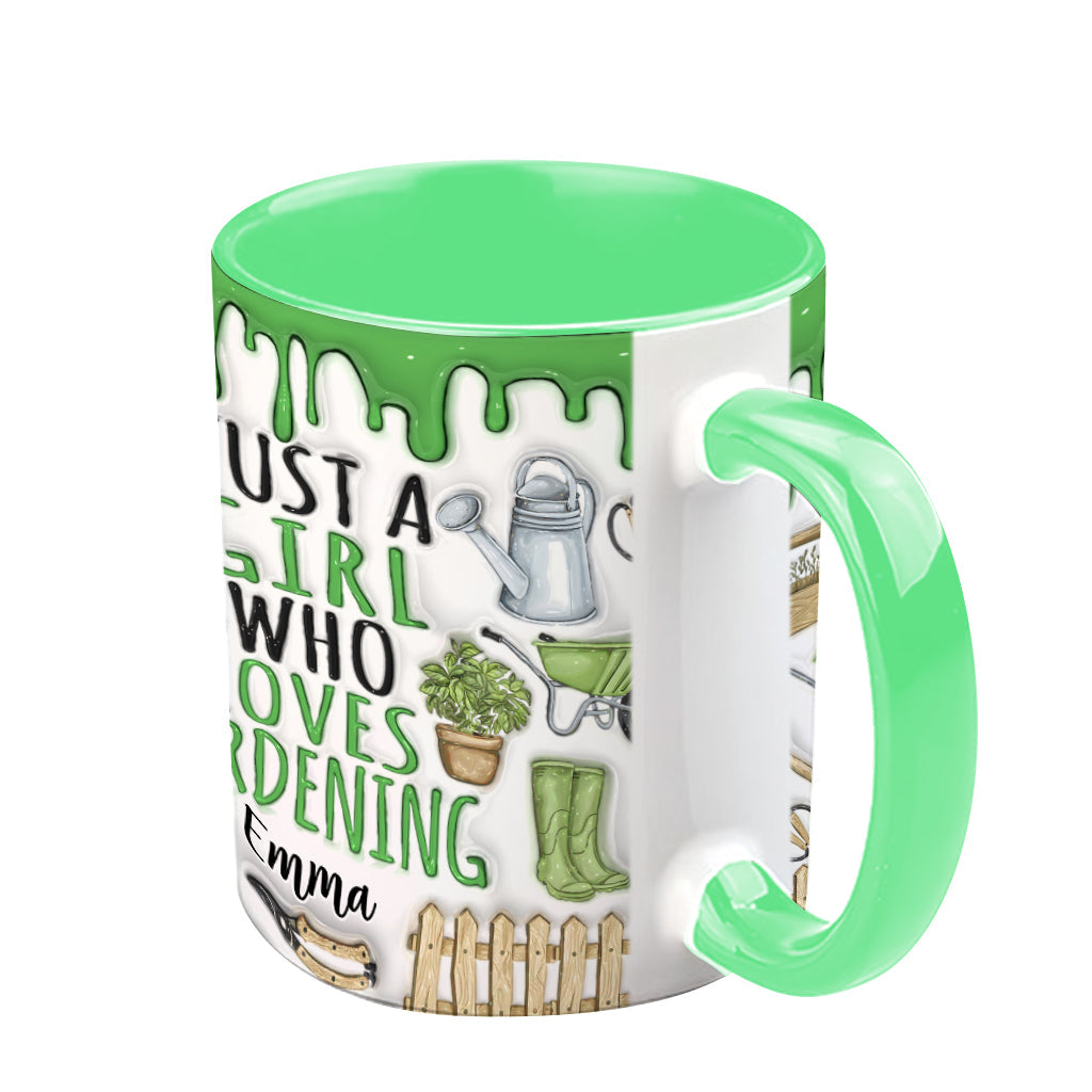 Just A Girl Who Loves Gardening - Personalized Gardening Accent Mug