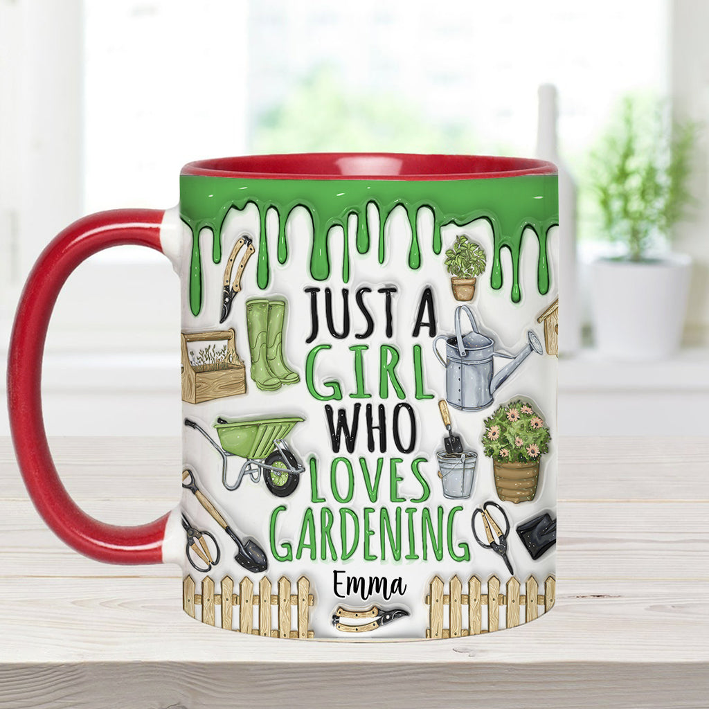 Just A Girl Who Loves Gardening - Personalized Gardening Accent Mug
