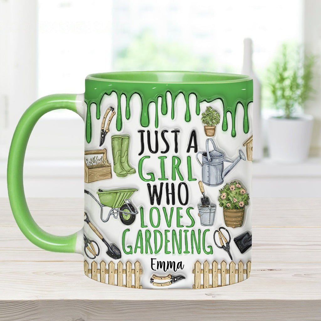Just A Girl Who Loves Gardening - Personalized Gardening Accent Mug