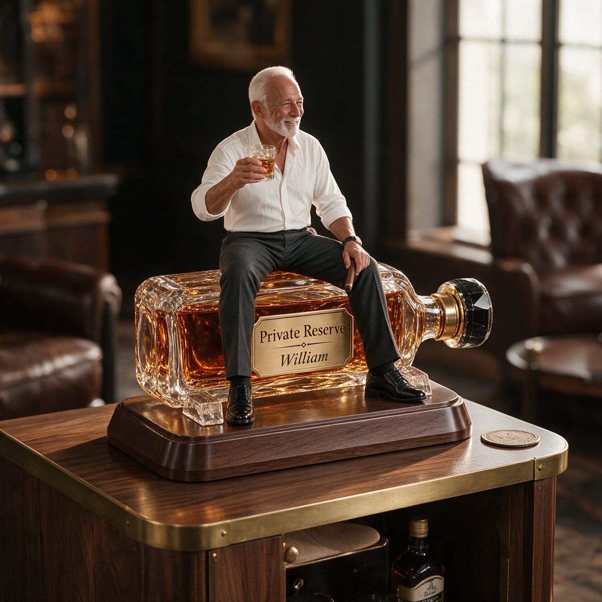 Personalized Whiskey Acrylic Plaque - Custom Photo Bottle Lounge Sculpture