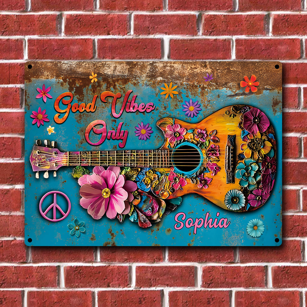 Good Vibes Only - Personalized Hippie Rectangle Metal Sign