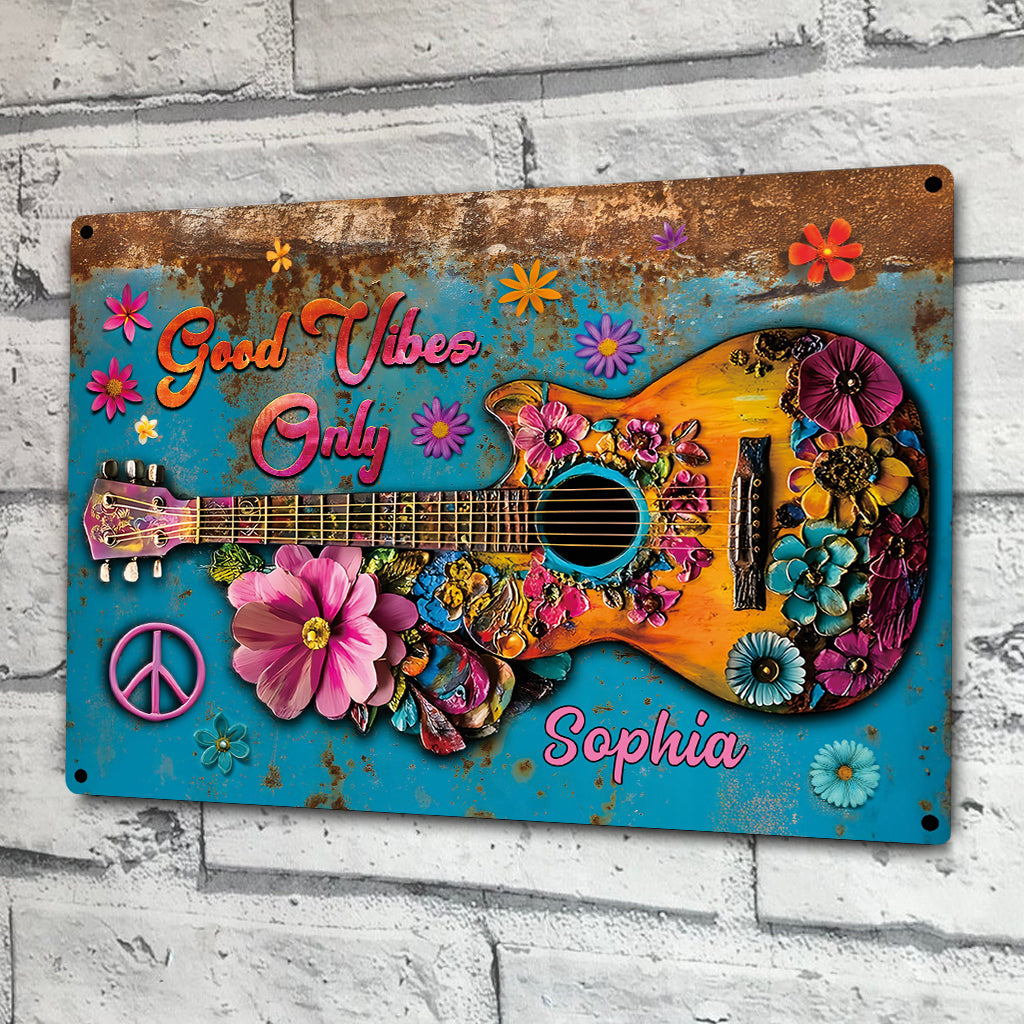 Good Vibes Only - Personalized Hippie Rectangle Metal Sign