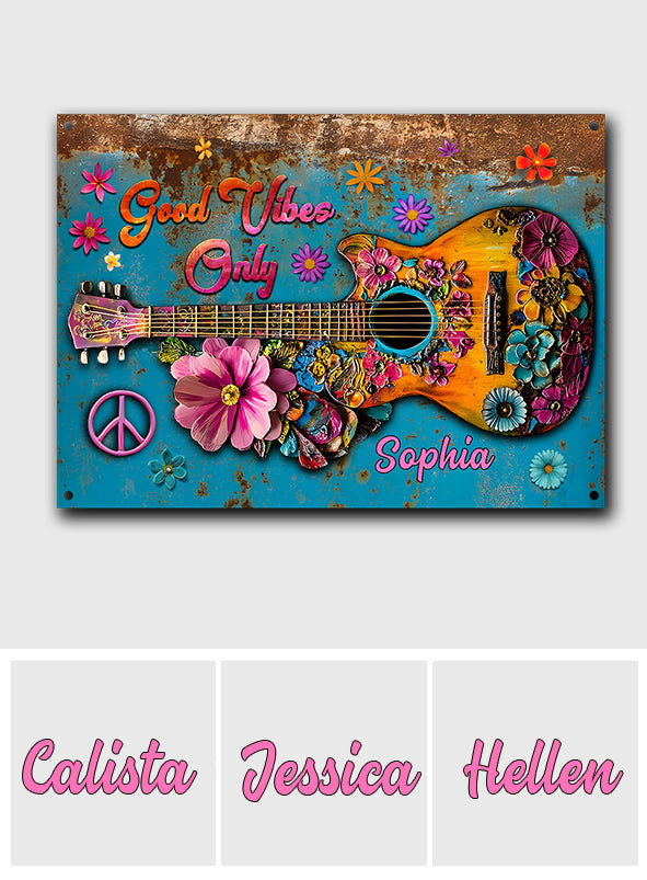Good Vibes Only - Personalized Hippie Rectangle Metal Sign