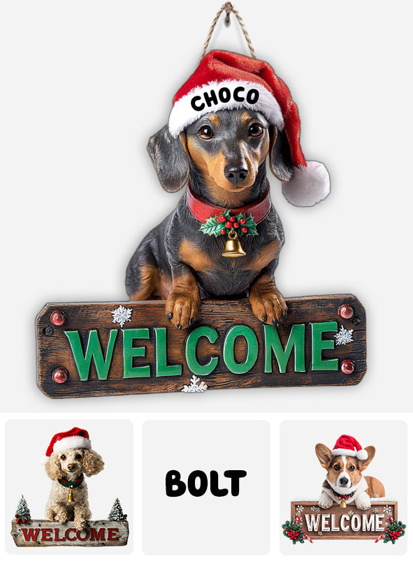 Bienvenue à la maison - Panneau en bois personnalisé pour chien