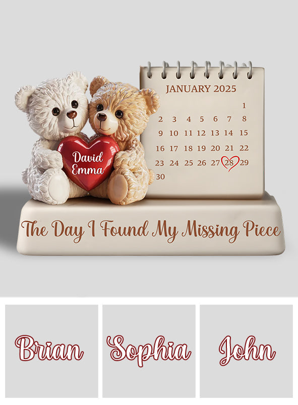 The Day I Found My Missing Piece - Personalized Couple Custom Shaped Acrylic Plaque