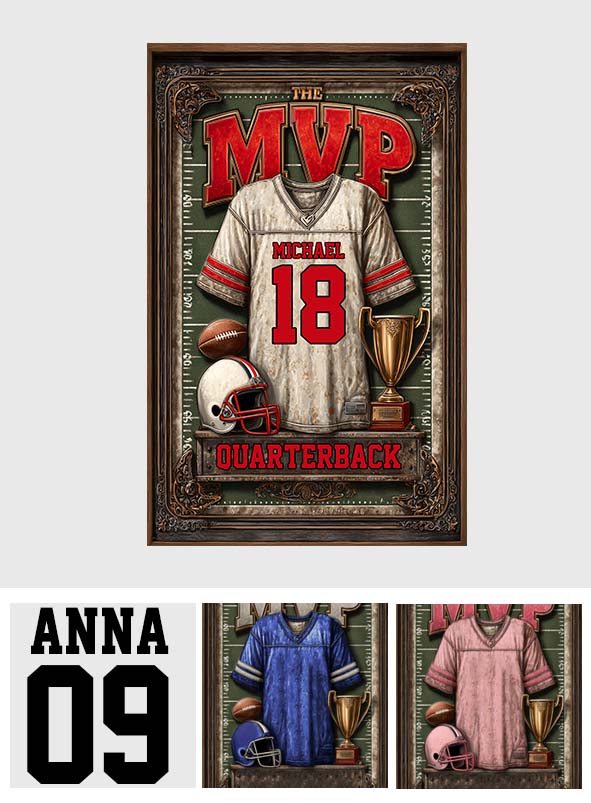Gift For Football Son/ Daughter - Personalized Football Canvas And Poster