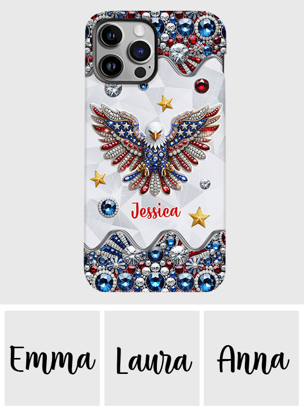 Coque de téléphone personnalisée avec aigle à tête blanche et motif patriotique