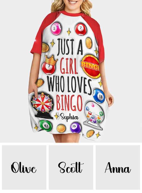 Juste une fille qui adore le bingo - Robe-t-shirt de nuit personnalisée pour joueuse de bingo