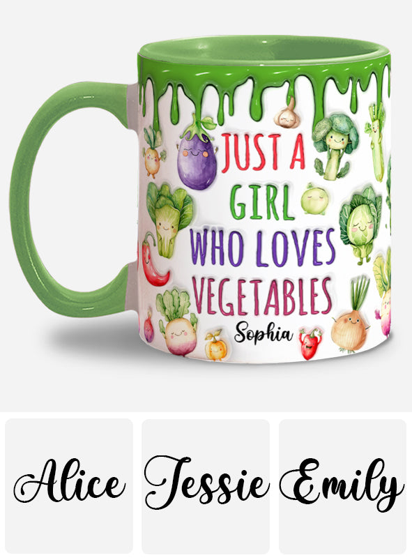 Mug personnalisé « Fille végane qui adore les légumes »