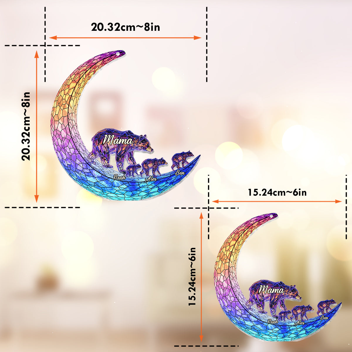 Mom We Love You To The Moon And Back - Personalized Mother Window Hanging Suncatcher Ornament