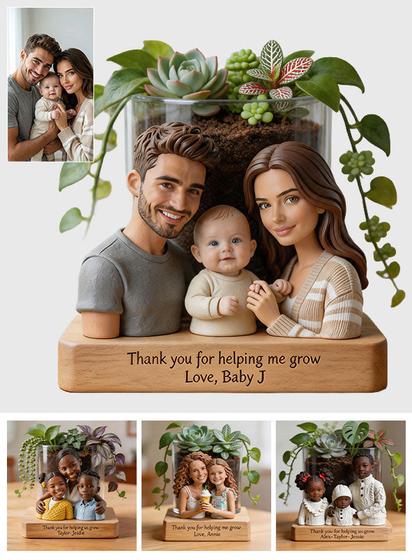 Merci de m'aider à grandir - Pot en acrylique personnalisé pour enfant