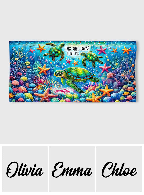 Just a Girl Who Loves Turtles - Personalized Turtle Quick-dry Beach Towel