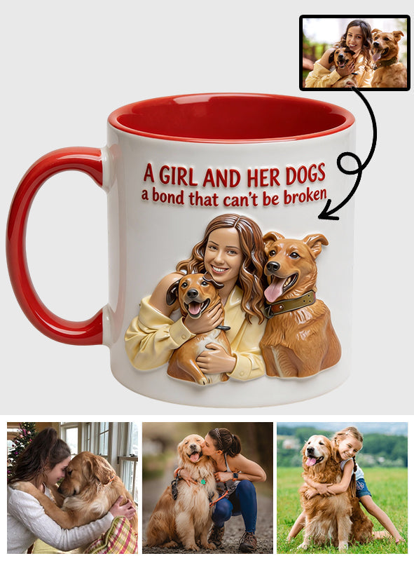 A Girl & Her Dogs Has Unbreakable Bond - Personalized Dog Accent Mug