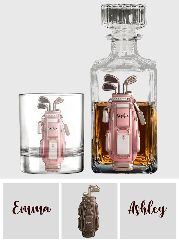 Luxury Gift For Golfer Custom Name - Personalized Golf Whiskey Decanter Set
