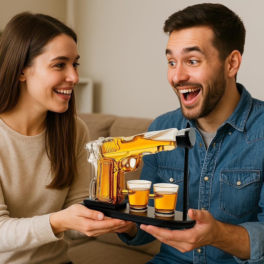 Whiskey Gun Decanter Set with 2 Bullet Glasses