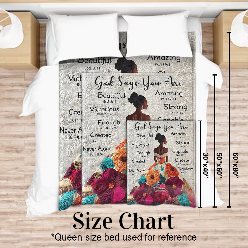 God Says You Are - Personalized African American Blanket