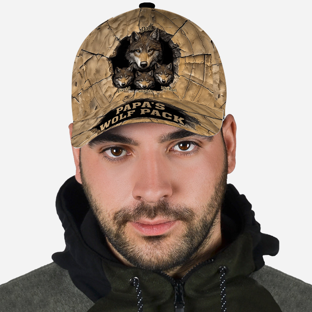 Papa's Wolf Pack - Personalized Father Classic Cap