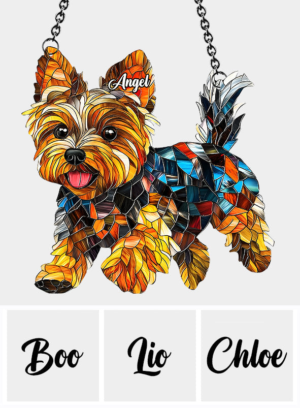 Adorable Yorkie - Personalized Yorkshire Terriers Window Hanging Suncatcher Ornament