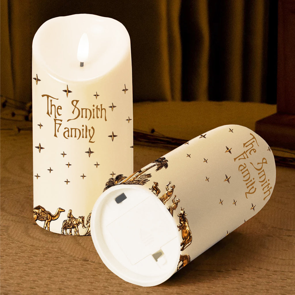 Nativity Scene - Personalized Christian Flameless Candle
