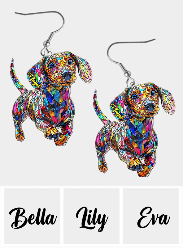 I Love My Dog - Personalized Dachshund Earrings