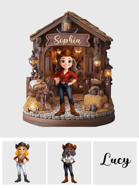 Cowgirl's Barn - Personalized Cowgirl Custom Shaped Wood Plaque