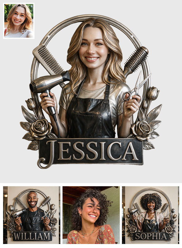 Hairdresser - Personalized Hairdresser 3D Printed Cut Metal Sign