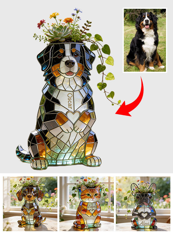 Custom Any Pet Photo - Love My Pet - Personalized Pet Acrylic Pot