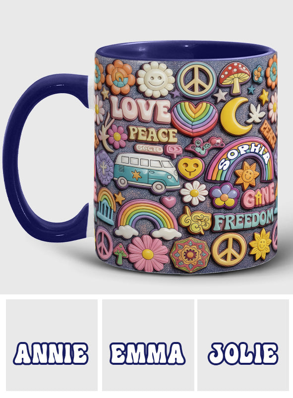 Living In Peace - Personalized Hippie Accent Mug