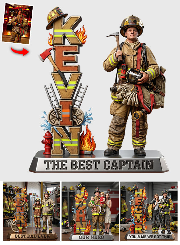 Custom Any Photo Proud Firefighter - Personalized Firefighter Custom Shaped Acrylic Plaque