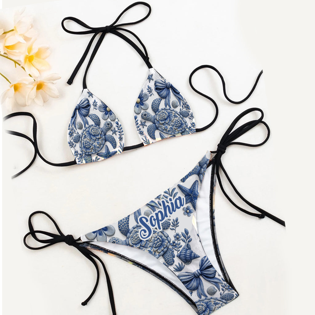 Ocean Turtle - Personalized Turtle Triangle Bikini Swimsuit