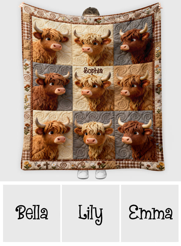 Cute Highland Cow - Personalized Highland Cow Blanket