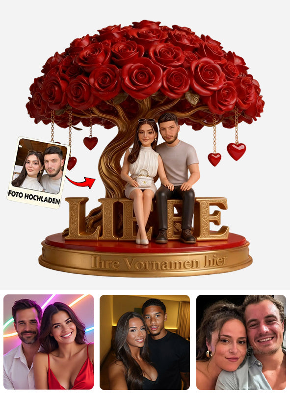 Personalisierte Paarfigur unter Rosenbaum - Personalisierte Acrylplatte Für Paare In Individueller Form